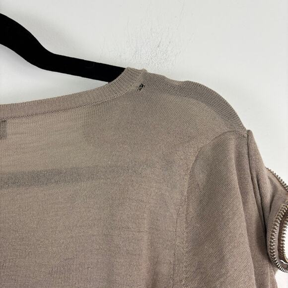 Vintage Burberry Ruffle Zip Sweater Merino Wool Silk S - Picture 9 of 12